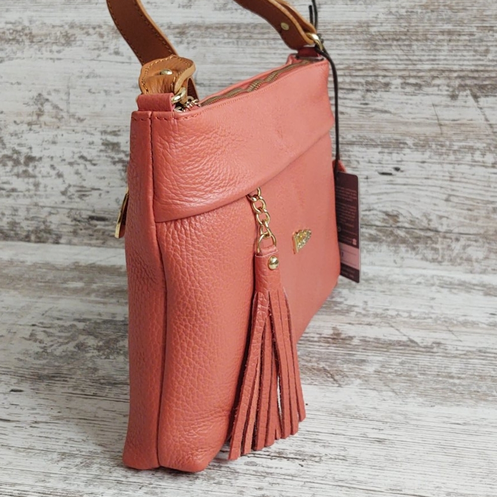 🟧NWT Valentina Coral Leather Crossbody - Picture 7 of 13